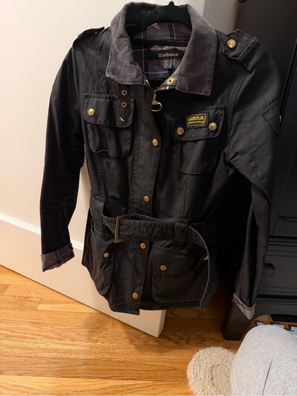 Barbour International Belted Waxed Jacket - Picture 2 of 3